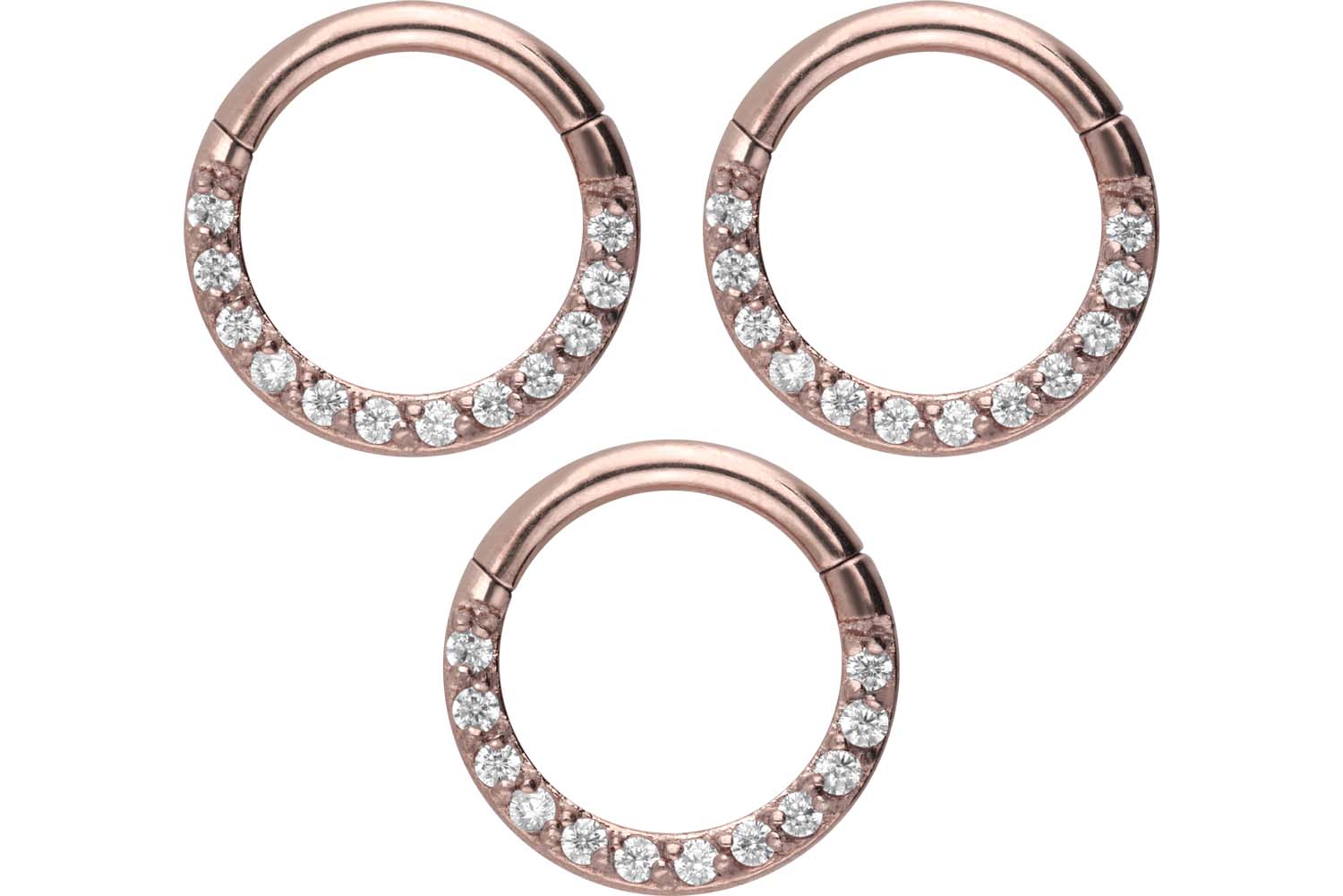 SET Chirurgenstahl Segmentring Clicker Piercing EINGEFASSTE KRISTALLE